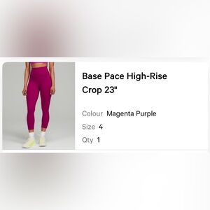 Lulu Lemon Base Pace High Rise Leggings - 23”
